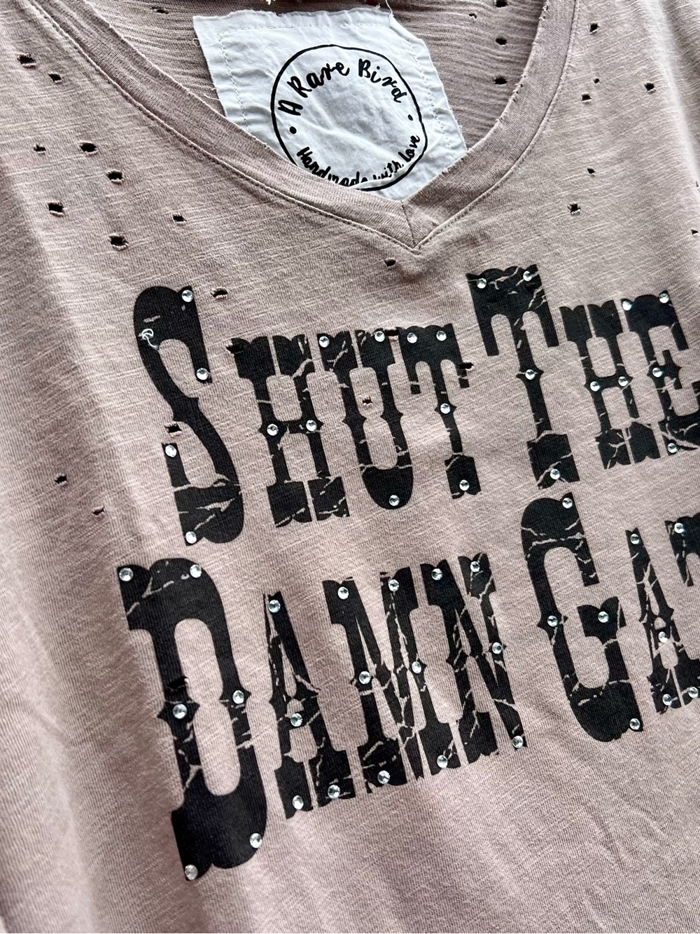Shut The Damn Gate Distressed Oversized Boho Tee Tunic A Rare Bird - Picture 4 of 7